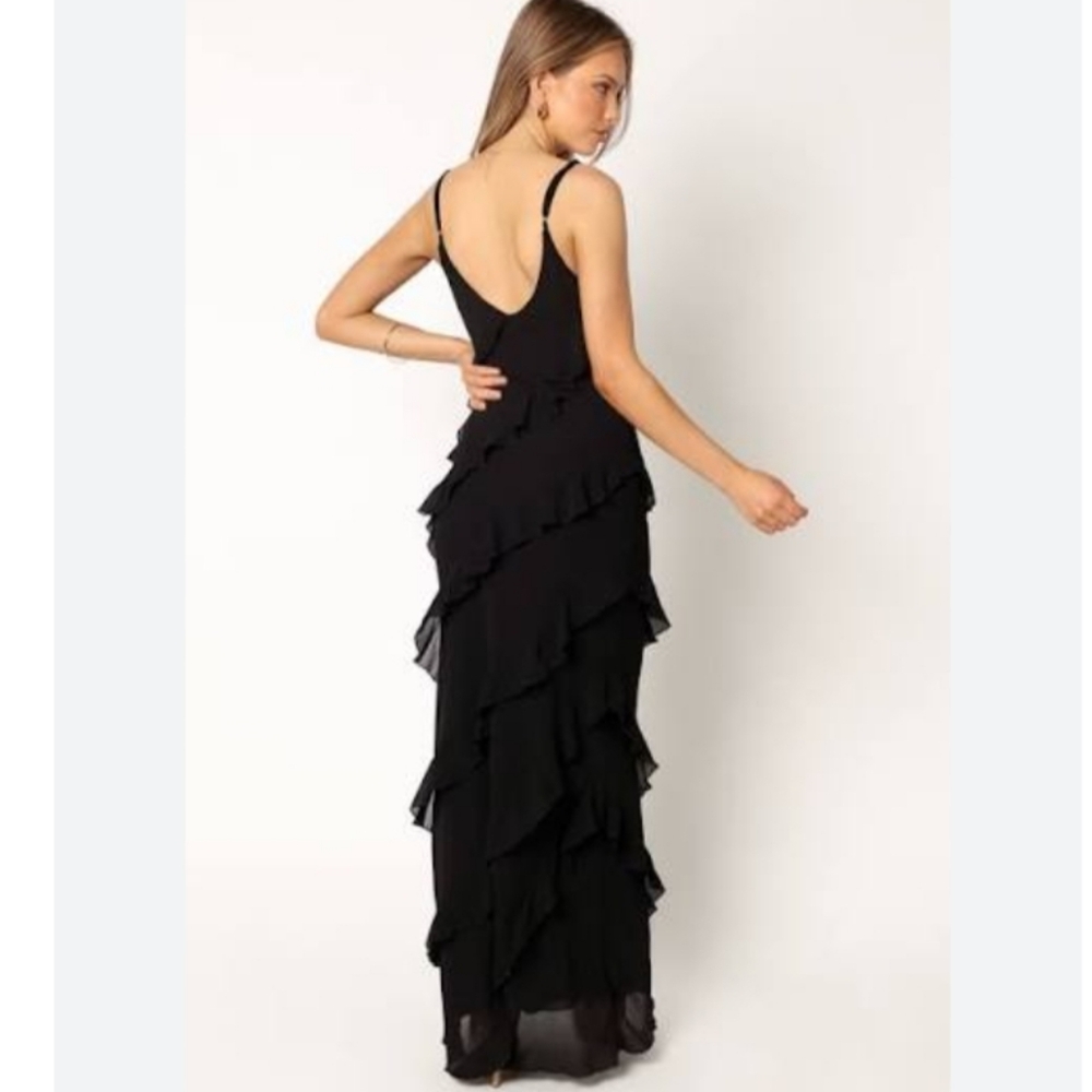 Petal & Pup Ciao Ruffle Maxi Dress In Black S NWT - Picture 4 of 12